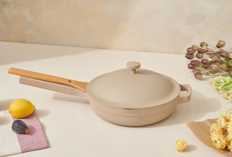 Always brand taupe ceramic frying pan with lid
