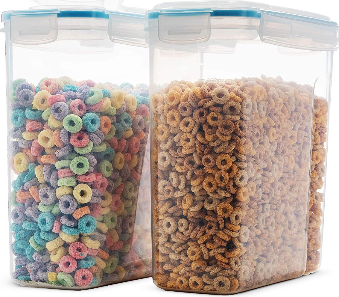 2 Cereal Containers filled with o-shaped cereals