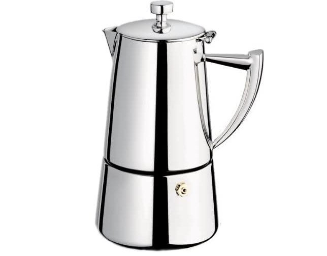 shiny stainless steel espresso pot