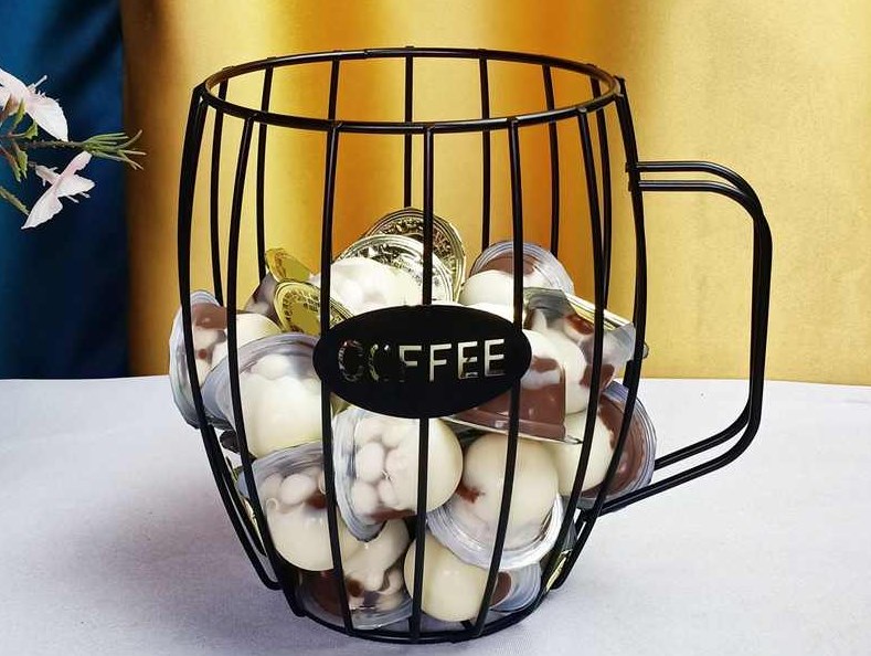 wire coffee mug shapred cage for coffee pod storage