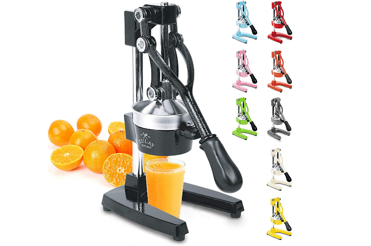 Professional Handled Citrus Juicer shown with oranges and other color options