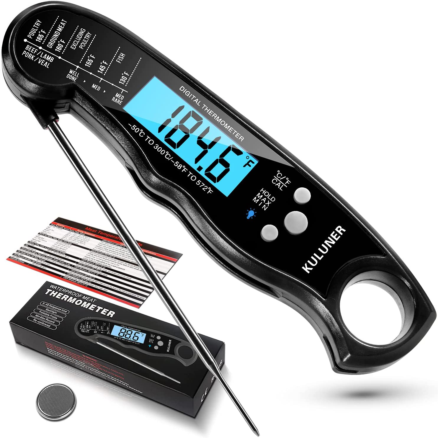 digital meat thermometer with accessories
