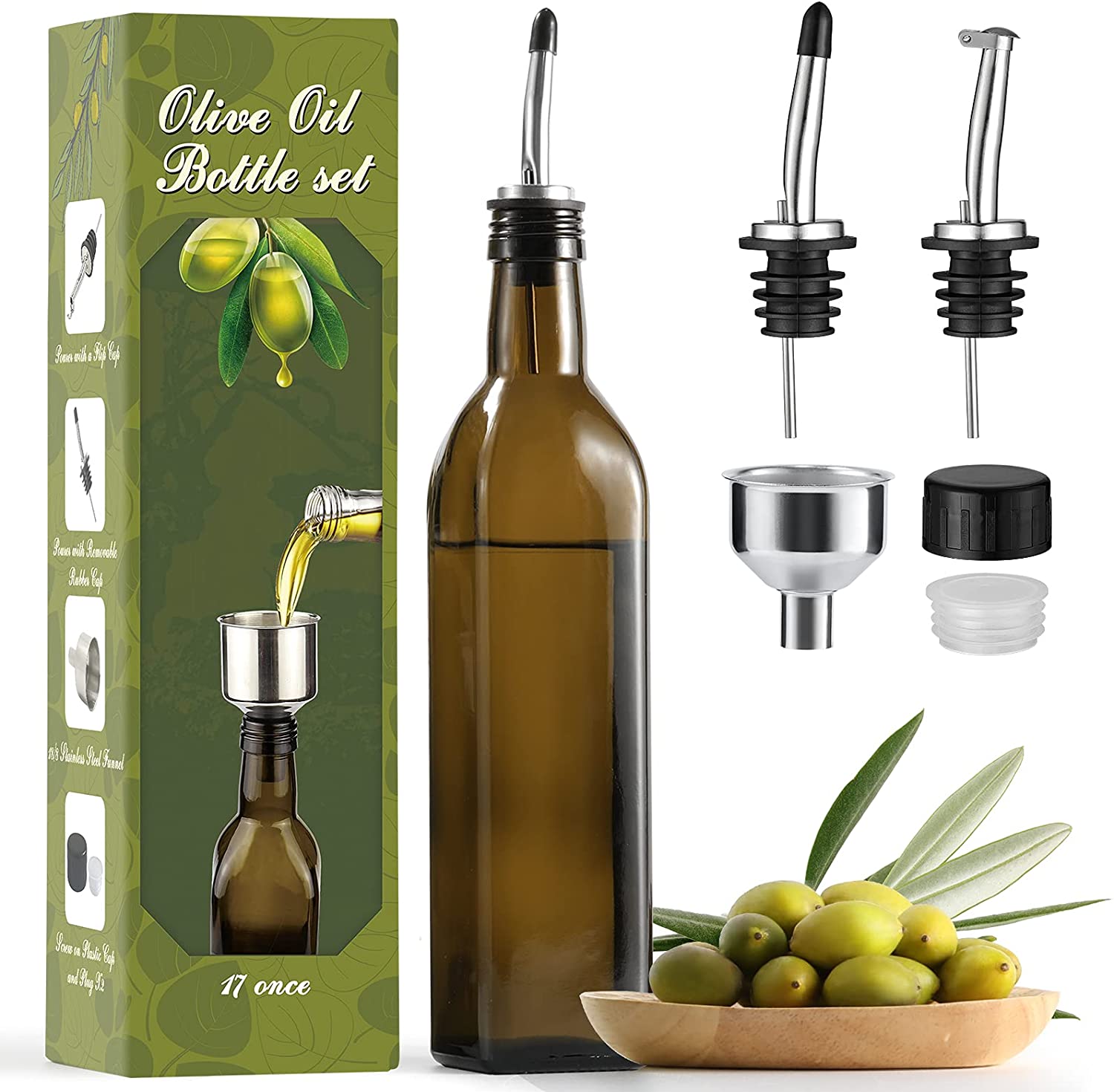 AOZITA 17oz Glass Olive Oil Dispenser