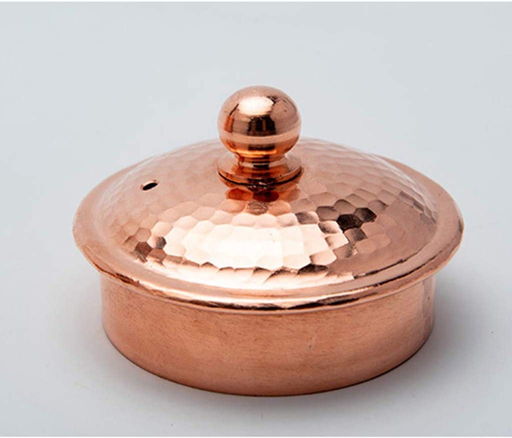 copper storage bowl with hammered lid