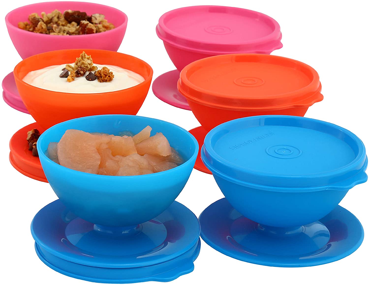 multicolored bowls with lids