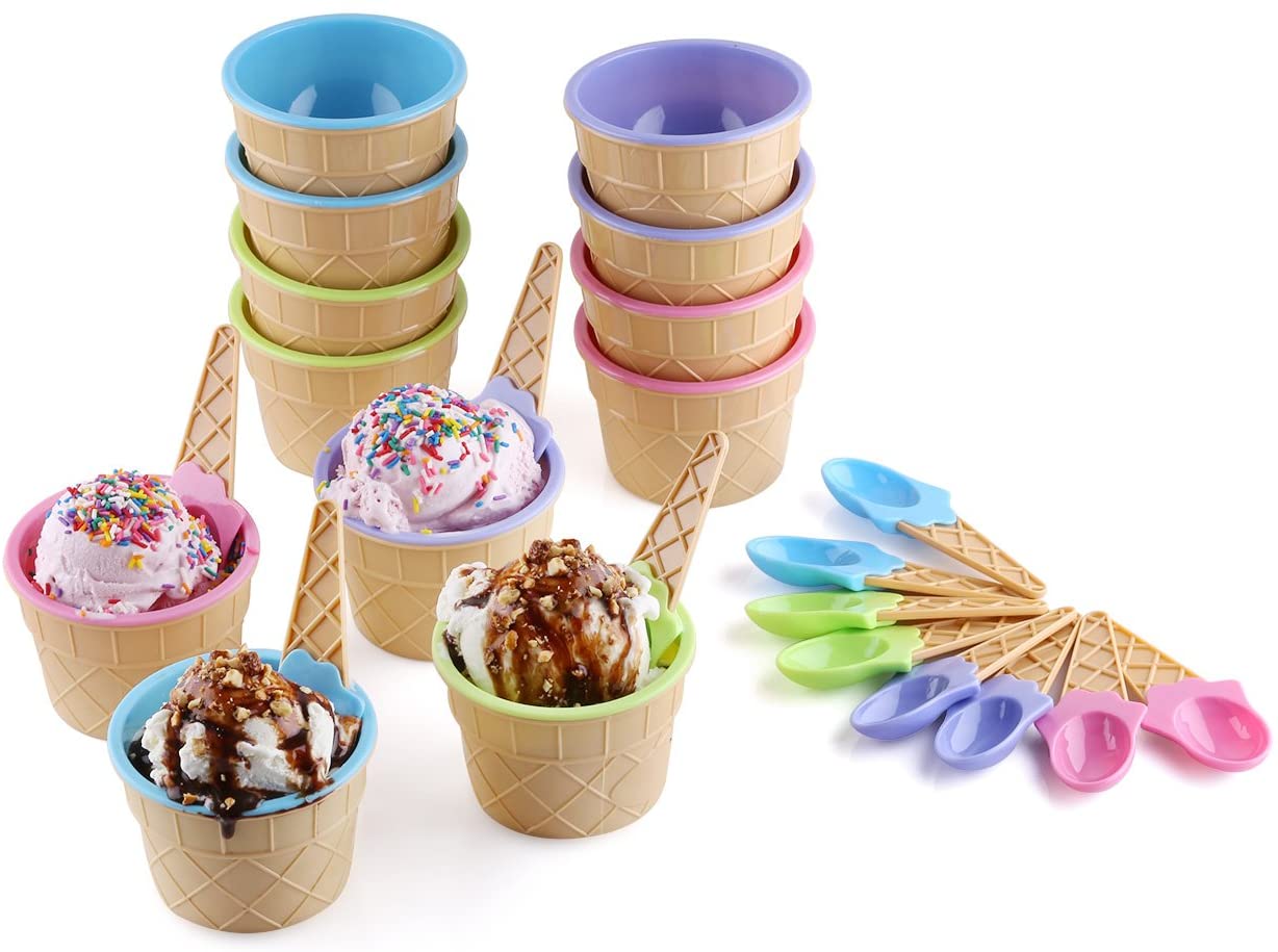 whimsical ice cream bowls and spoons