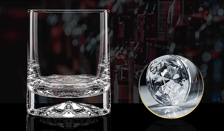 JBHO Hand Blown Crystal Double Old Fashioned Cocktail, Solid Whiskey Glasses