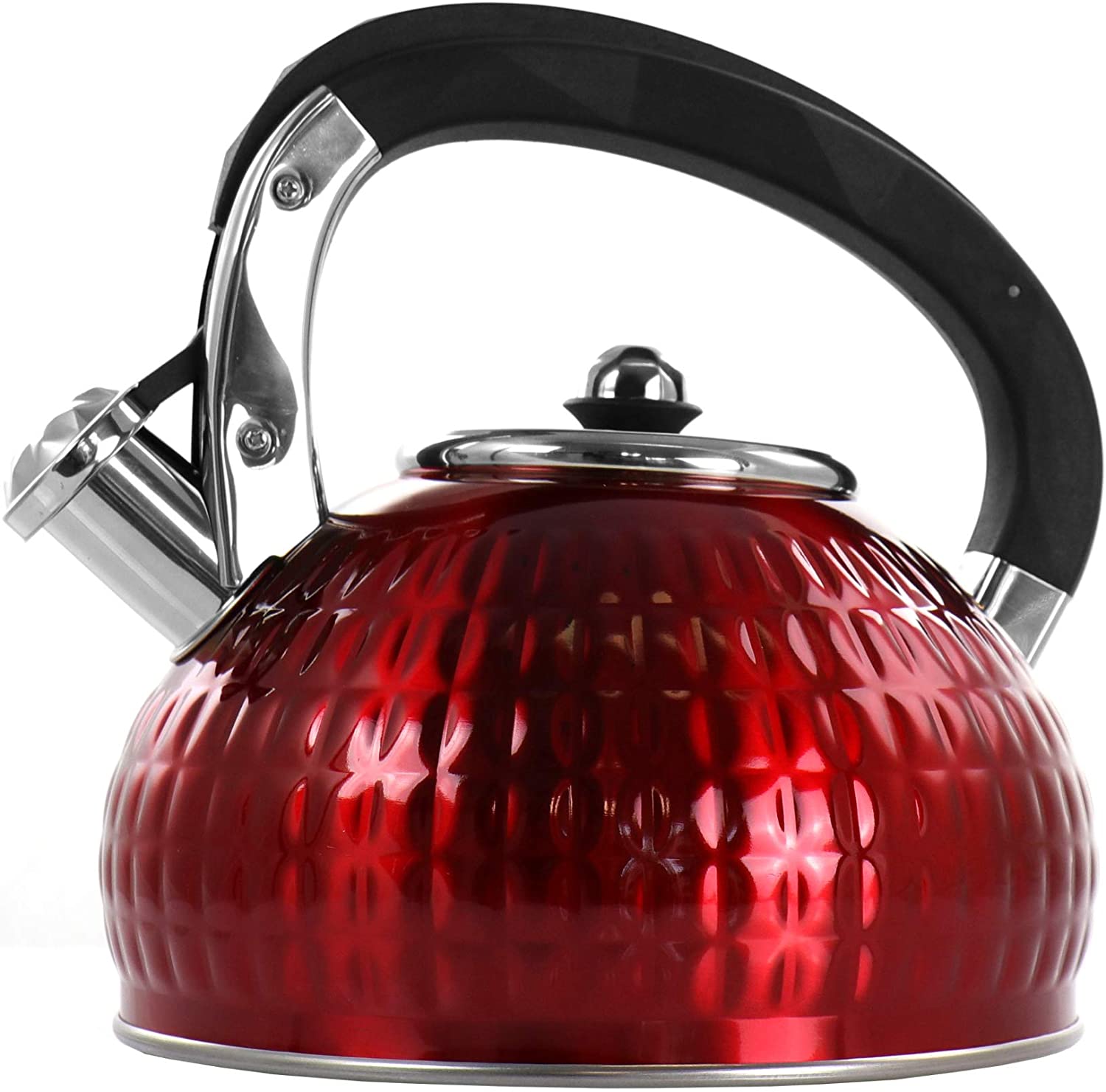 fluted red tea kettle