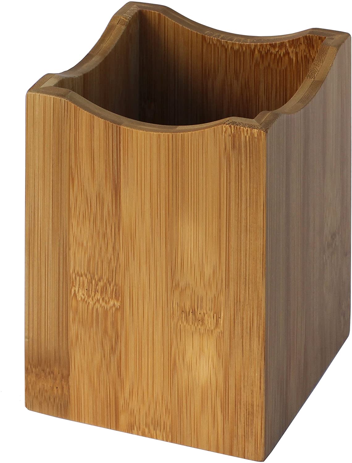 square bamboo kitchen utensil holder