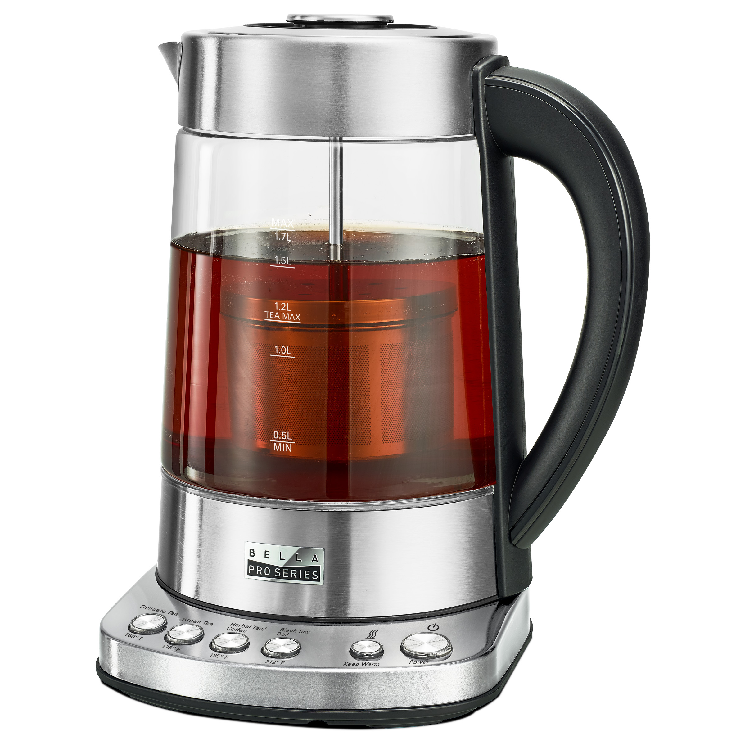 glass and stainless steel electric tea kettle steeping tea