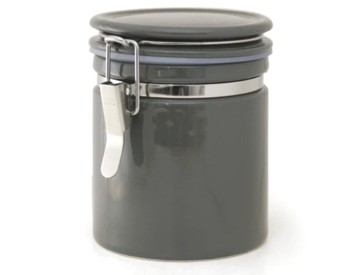 grey coffee canister