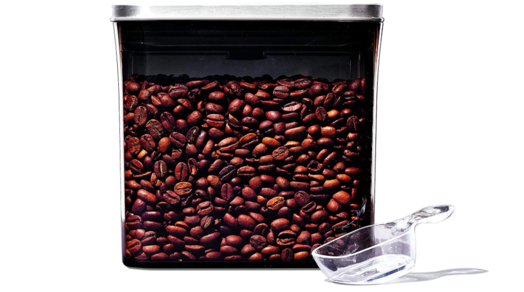 coffee beans in glass canister